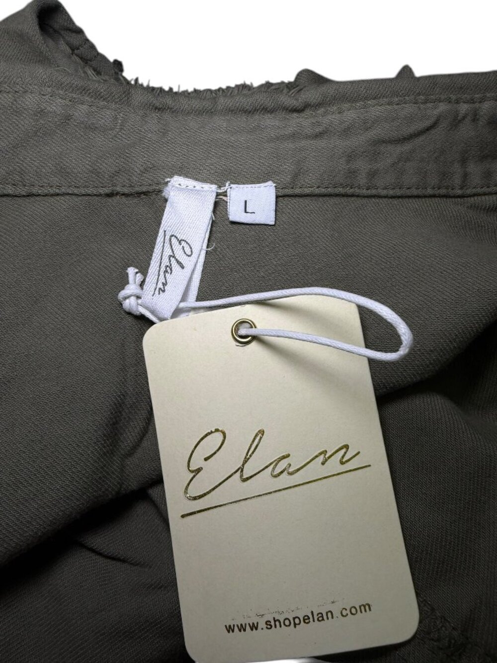 Elan Dawn Jacket Olive Green Frayed Utility Shirt Jacket L NWT - Picture 7 of 8